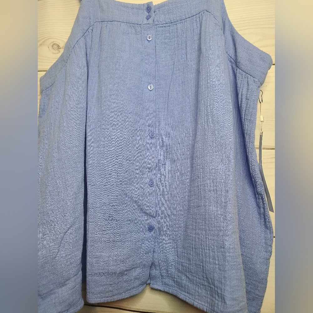Caslon Cotton Gauze Button-Up Tank Sunflower Blue Size L NWT - Picture 8 of 9